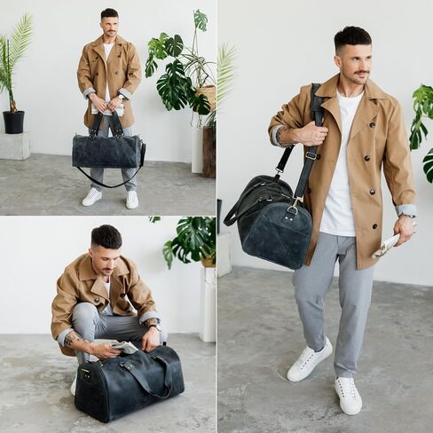 Berliner Bags Vintage Genuine Duffle Bag Bage Oslo للسفر أو الصالة الرياضية ، Weekender ، حقيبة سفر مع مقصورة الأحذية ، حقيبة ليلة وضحاها للرجال والنساء - بني in Saudi Arabia