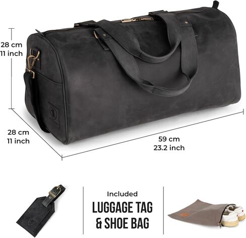 Berliner Bags Vintage Genuine Duffle Bag Bage Oslo للسفر أو الصالة الرياضية ، Weekender ، حقيبة سفر مع مقصورة الأحذية ، حقيبة ليلة وضحاها للرجال والنساء - بني in Saudi Arabia