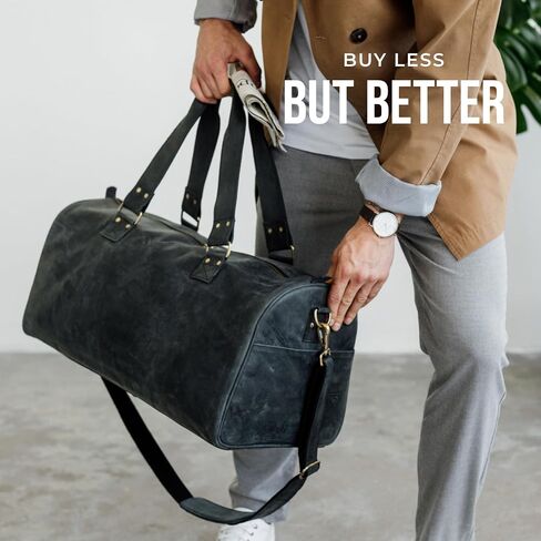 Berliner Bags Vintage Genuine Duffle Bag Bage Oslo للسفر أو الصالة الرياضية ، Weekender ، حقيبة سفر مع مقصورة الأحذية ، حقيبة ليلة وضحاها للرجال والنساء - بني in Saudi Arabia