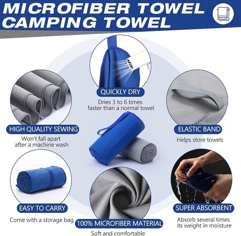 2 Pack Microfiber Quick Dry Swim Towels 60 x 30 Beach Towels Sand Free Fast Drying Absorbent Soft Lightweight Towels for Travel Swimming Pool Bath Camping Gym Sports in Kuwait