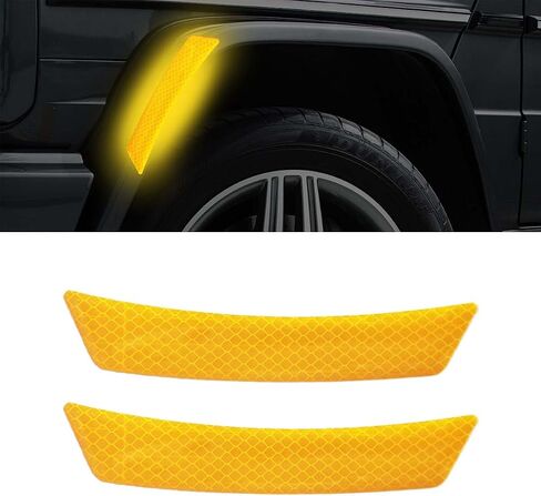 4PCS Car Wheel Eyebrow Reflective Stickers, Reflector Guard Trim Side Marker Stickers for Bumper Fenders, Outdoor Safety Warning Reflective Strips for SUV Pickup Truck Wheel Well Arch (Yellow-4Pcs) in Saudi Arabia