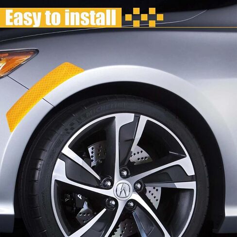 4PCS Car Wheel Eyebrow Reflective Stickers, Reflector Guard Trim Side Marker Stickers for Bumper Fenders, Outdoor Safety Warning Reflective Strips for SUV Pickup Truck Wheel Well Arch (Yellow-4Pcs) in Saudi Arabia