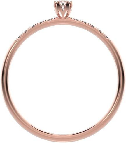Clara Pucci 0.105 Ct Round Cut Diamond Dainty Minimalist Solitaire With Accents Bezel Light Simple Stackable Solid 14K Rose Gold Everyday Ring in Saudi Arabia
