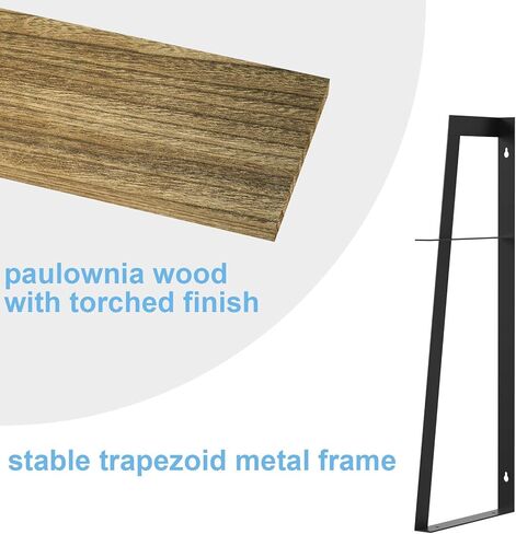 SRIWATANA Floating Wall Shelves, 2-Tier Rustic Wood Shelves for Bedoom, Bathroom, Living Room, Kitchen(Carbonized Black) in Kuwait