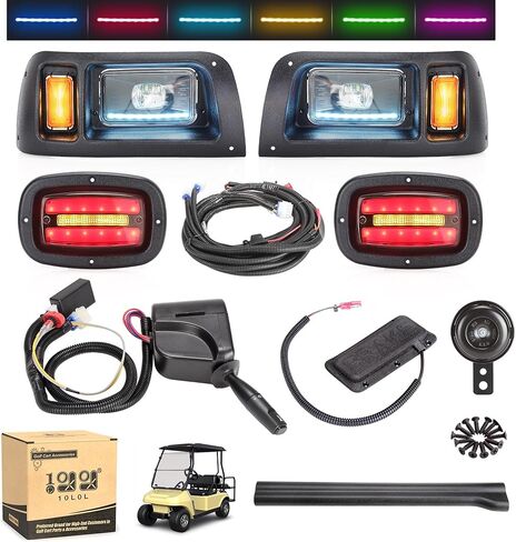 10L0L Deluxe Golf Cart Light Kit for Club Car DS Gas and Electric Cart, Complete Headlight Taillight Kit with Daytime Running Lamp Low High Beam Turn Signal Brake Pad Hazard Lighting in Saudi Arabia