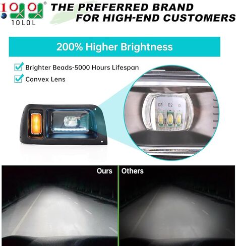 10L0L Deluxe Golf Cart Light Kit for Club Car DS Gas and Electric Cart, Complete Headlight Taillight Kit with Daytime Running Lamp Low High Beam Turn Signal Brake Pad Hazard Lighting in Saudi Arabia