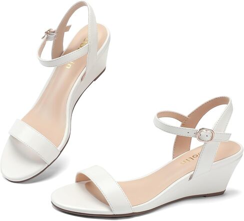 Wide Width Wedge Sandals for Women 2.3 Inch Low Heel Open Toe Ankle Strap Summer Wedding Party Dress Shoes in Saudi Arabia