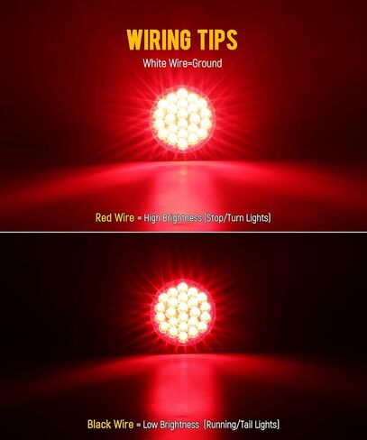 Partsam 12pcs 4 بوصة مستديرة LED Trailer Lights Kit Red 24 LED مقاوم للماء 4 بوصات توقف الفرامل بدوره ذيل مقطورة مقطورة in Kuwait