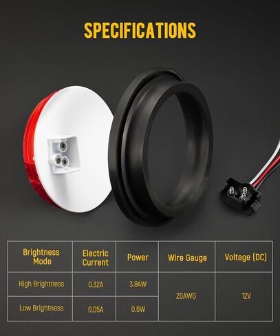 Partsam 12pcs 4 بوصة مستديرة LED Trailer Lights Kit Red 24 LED مقاوم للماء 4 بوصات توقف الفرامل بدوره ذيل مقطورة مقطورة in Kuwait