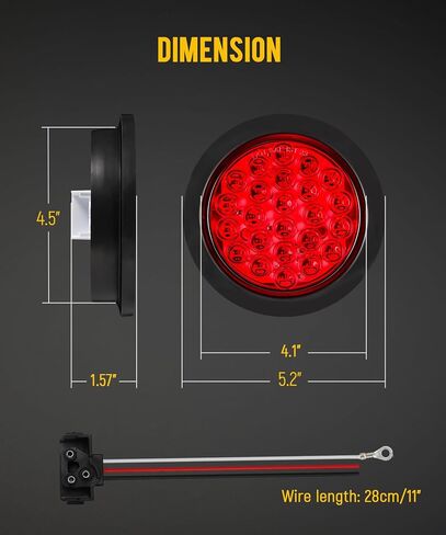 Partsam 12pcs 4 بوصة مستديرة LED Trailer Lights Kit Red 24 LED مقاوم للماء 4 بوصات توقف الفرامل بدوره ذيل مقطورة مقطورة in Kuwait