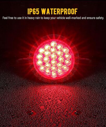 Partsam 12pcs 4 بوصة مستديرة LED Trailer Lights Kit Red 24 LED مقاوم للماء 4 بوصات توقف الفرامل بدوره ذيل مقطورة مقطورة in Kuwait