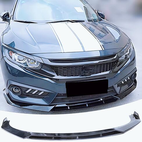 مفسد فاصل الشفاه الأمامي من هوندا Civic LX/Sport/Ex/Si/Touring 2016-2021 Hatchback/Coupe/Sedan ، 4pcs Airsories Air Chin Body Kit (Gloss Black) in Saudi Arabia