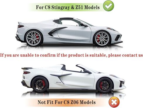 C8 Rear Bumper Splitters for Chevrolet Corvette C8 Stingray Z51 2-Door 2020-2024 STG 3 Add-On Rear Bumper Splitter Canards Fins Side Corner Splitter Aprons (Carbon Fiber Print) in Saudi Arabia