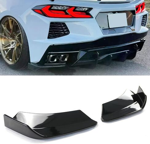 C8 Rear Bumper Splitters for Chevrolet Corvette C8 Stingray Z51 2-Door 2020-2024 STG 3 Add-On Rear Bumper Splitter Canards Fins Side Corner Splitter Aprons (Carbon Fiber Print) in Saudi Arabia