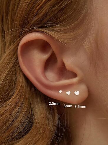 Oveta 3 Pairs Flat Back Studs Earrings Surgical Steel for Tragus Cartilage Piercing Jewelry Threadless Nose Rings Studs 18G 16G 8mm Bar Length, Silver in Saudi Arabia