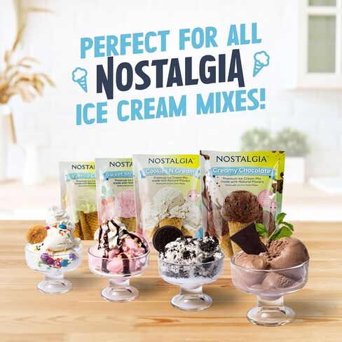 Nostalgia Electric Ice Cream Maker - Old Fashioned Soft Serve Ice Cream Machine Makes Frozen Yogurt or Gelato in Minutes - Fun Kitchen Appliance - Modern Style - Tan - 1.5 Quart in Kuwait