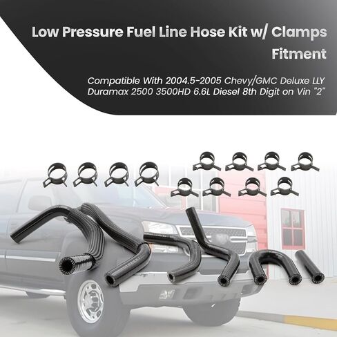 Low Pressure Fuel Line Hose Kit w/Clamps Fit For Deluxe LLY Duramax 2500 3500HD 6.6L GM 2500 3500HD 2004.5-2005 diesel trucks Replace 12625277 97321372 97321375 97321374 97321373 94013125 700-015AFT in Saudi Arabia