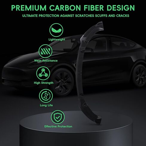 Front Bumper Lip Kit Compatible with 2019-2024 Tesla Model Y, Bumper Air Dam Lower Chin Splitter Protection Body Kit for Model Y Accessories, Carbon Fiber Printing, 3PCS in Kuwait