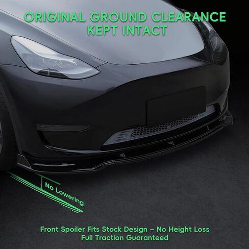 Front Bumper Lip Kit Compatible with 2019-2024 Tesla Model Y, Bumper Air Dam Lower Chin Splitter Protection Body Kit for Model Y Accessories, Carbon Fiber Printing, 3PCS in Kuwait