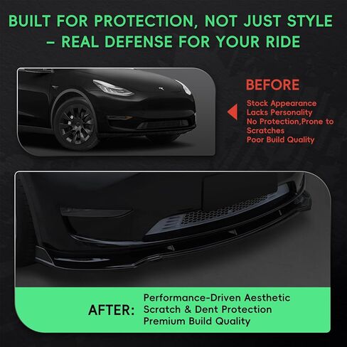 Front Bumper Lip Kit Compatible with 2019-2024 Tesla Model Y, Bumper Air Dam Lower Chin Splitter Protection Body Kit for Model Y Accessories, Carbon Fiber Printing, 3PCS in Kuwait