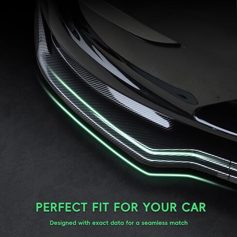 Front Bumper Lip Kit Compatible with 2019-2024 Tesla Model Y, Bumper Air Dam Lower Chin Splitter Protection Body Kit for Model Y Accessories, Carbon Fiber Printing, 3PCS in Kuwait