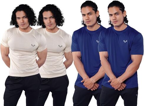 Men's T-Shirts 4-Pack – 100% Polyester Jersey, UPF Protection, Moisture-Wicking, Quick-Dry, Tag-Free Value Bundle in Kuwait