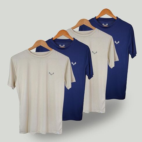 Men's T-Shirts 4-Pack – 100% Polyester Jersey, UPF Protection, Moisture-Wicking, Quick-Dry, Tag-Free Value Bundle in Kuwait