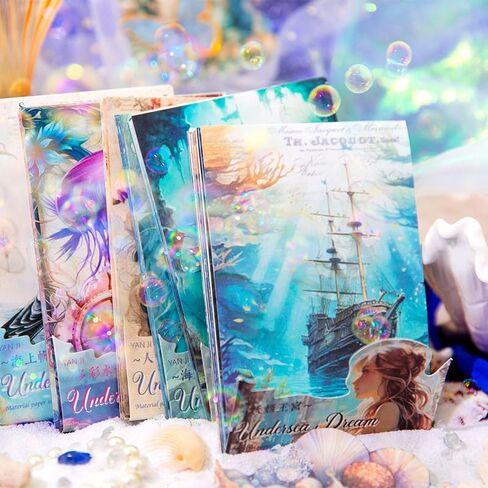 Yoksas 120 Sheets Vintage Mythology Fantasy Sea Ocean Scrapbook Paper - Mermaid Seahorse Corals UnderSea Junk Journals Decorative Cardstock for Posters,Card Making,Crafts Paper in Kuwait