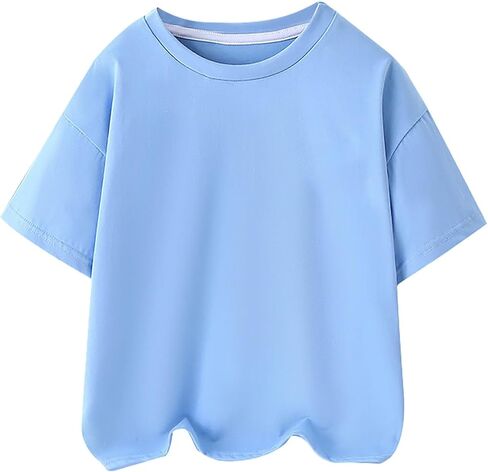 Toddler Short Sleeve Tops Girls Boys Oversized Round Neck Tshirts Solid Tee Top Kids Summer Cotton Shirt Blouses Clothes in Saudi Arabia