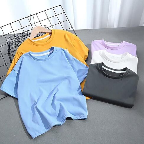 Toddler Short Sleeve Tops Girls Boys Oversized Round Neck Tshirts Solid Tee Top Kids Summer Cotton Shirt Blouses Clothes in Saudi Arabia