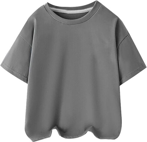 طفل صغير قصير الأكمام قمم الفتيات الفتيان كبيرة الحجم جولة الرقبة tshirts الصلبة TEE TOP KIDS Summer Cotton Shirt ملابس البلوزات in Kuwait
