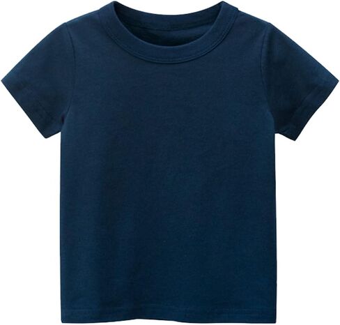 Boys Girls Cotton Shirts Short Sleeve Basic Plain Summer Tee Tops Kids Athletic Crewneck Blouses Clothes Toddler Tshirt in Saudi Arabia