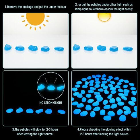 Landical 200 Pcs Glow in the Dark Rocks for Garden,Dark Blue,1.8 Inch in Saudi Arabia