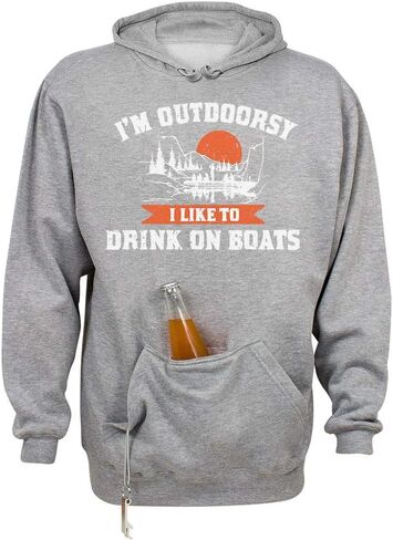TeesAndTankYou Im Outdoorsy Funny Beer Drinking Boat Beer Holder Tailgate Hoodie Sweatshirt Unisex in Saudi Arabia
