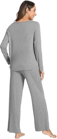 Bamboo Viscose Womens Pajamas Set Long Sleeve Crew Neck Sleep Set in Saudi Arabia