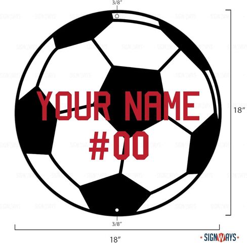 Customizable Soccer Ball Sign, Includes Holes, 3M Non-Reflective Sheeting Laminated-Durable-Aluminum, 24"X24", Made in USA, Yard, Novelty in Saudi Arabia