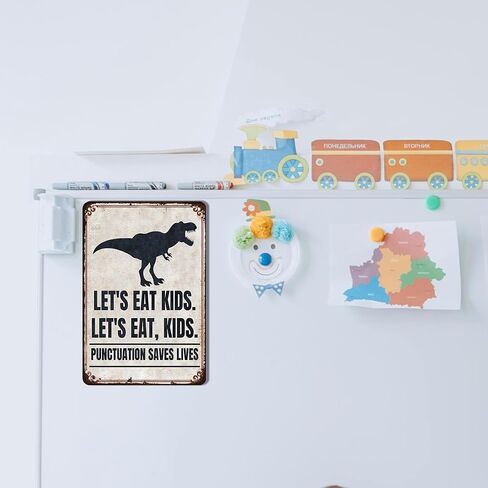 Funny English Classroom Wall Art - علامات الترقيم تنقذ علامة المعادن الحياة - دعنا نأكل ، ديكور قواعد الأطفال لمدرسي المدارس الثانوية والمدارس المتوسطة ، هدية معلم اللغة الإنجليزية ، 8 "x12" ملصق معدني in Kuwait