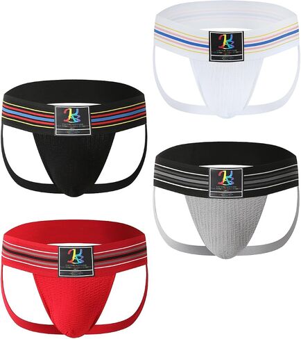 Karen Space Mens حزام jock 3 بوصات عالية مرنة على نطاق واسع الخصر التنفس القابل للتنفس ملابها الداخلي ملونة متعددة in Kuwait