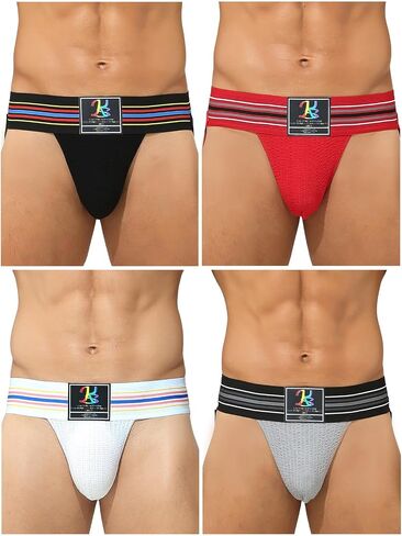 Karen Space Mens حزام jock 3 بوصات عالية مرنة على نطاق واسع الخصر التنفس القابل للتنفس ملابها الداخلي ملونة متعددة in Kuwait