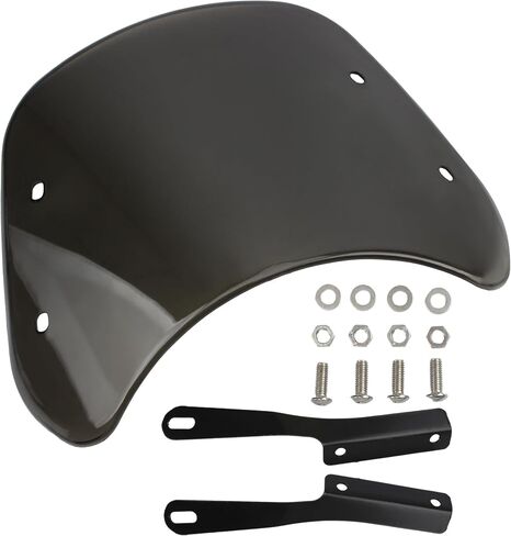 Universal 5"-7" Motorcycle Windshield Wind Deflector Windscreen Front Flyscreen with Mount Bracket Replacement for Harley Suzuki Honda Triumph Cruiser Cafe Racer-Black in Saudi Arabia