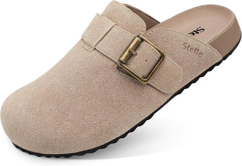 Stelle Women's Suede Clogs Leather Mens Mules Cork Footbed Sandals Arch Support Potato Shoes Slip on Comfort Non-Slip in Saudi Arabia