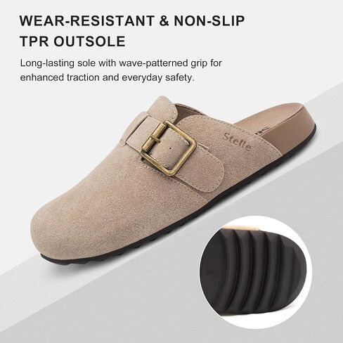 Stelle Women's Suede Clogs Leather Leather Mens Mens Corked Sandals Arch Arch Super in Kuwait