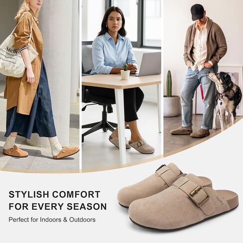 Stelle Women's Suede Clogs Leather Leather Mens Mens Corked Sandals Arch Arch Super in Kuwait
