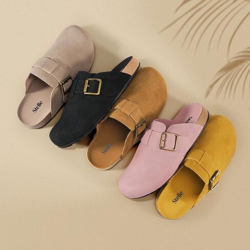 Stelle Women's Suede Clogs Leather Leather Mens Mens Corked Sandals Arch Arch Super in Kuwait