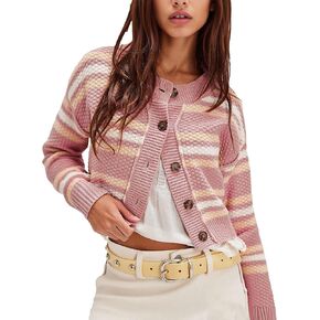 سترة نسائية من Zontroldy موضة خريف 2024 سترة قصيرة غير رسمية بأزرار أمامية بلون سادة وأكمام طويلة وسترات علوية in Kuwait