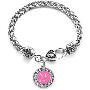Inspired Silver - Silver Circle Charm Bracelet with Cubic Zirconia Jewelry in Saudi Arabia