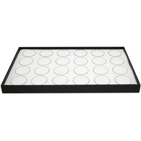 رواية مربع مجوهرات عرض صينية الأسود الخشب 8.25 × 14.75 × 1 صينية مجوهرات كبيرة مع 50 جرار جوهرة إدراج | صواني شاشة مستطيلة للمقتنيات | علبة مجموعة الصخور | صينية عرض الأحجار الكريمة in Kuwait