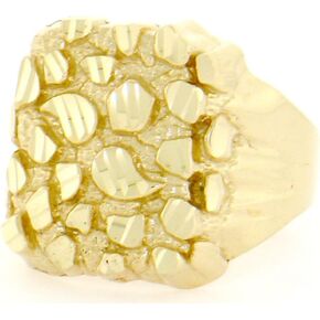 10k Solid Yellow Gold Nugget Diamond Cut Mens Ring in Saudi Arabia