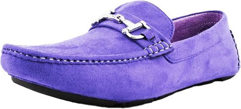 Amali Walken Men's Casual Slip-On Loafers, Driving Moccasin Shoes for Men with Silver Buckle, Available in Plush Microfiber and PU Leather in Kuwait