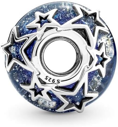 925 Sterling Silver, Sparkling Pavé, Blue Snowflake,Galaxy Blue Murano Charm Fit for Pandora Bracelets, Holiday Jewelry Gift for Women in Kuwait